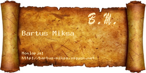Bartus Miksa névjegykártya